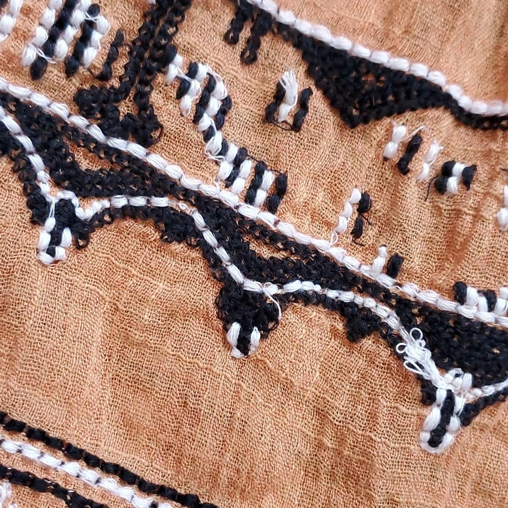 Free People Saffron Gauze Yerra Cotta Orange Embrpidered Boho Tunic Small - Picture 4 of 5